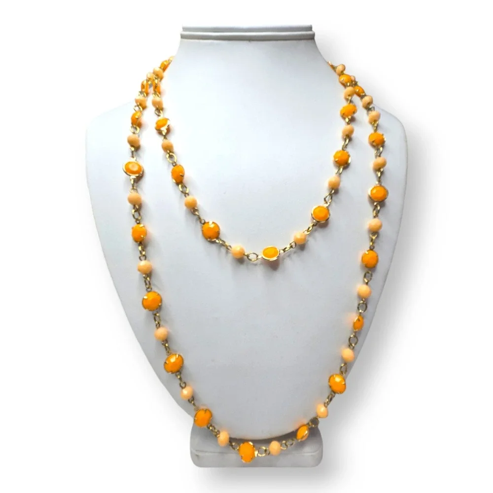 Vintage Two Strand Necklace Gold Tone 19